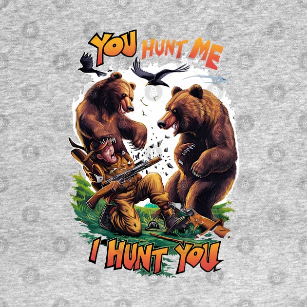 Funny Hunting TEE Shirt Bears Battle for Rifle by coollooks